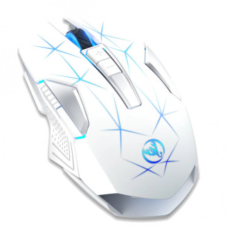Mouse Nou pentru Gaming, HXSJ T300, 2400dpi, 7 Butoane, RGB, Alb, Wireless Mouse Nou pentru Gaming, HXSJ T300, 2400dpi, 7 Butoane, RGB, Alb, Wireless