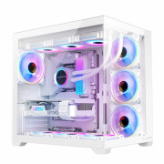 Carcasa Noua Pro Gaming Elite White, Cube Tower, ATX, Fara Sursa, 7x Fan ARGB, Controller ARGB, Telecomanda Carcasa Noua Pro Gaming Elite White, Cube Tower, ATX, Fara Sursa, 7x Fan ARGB, Controller ARGB, Telecomanda