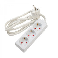 Prelungitor Spacer, Schuko x 3, conectare prin Schuko (T), cablu 1.5 m, 16 A, protectie copii, alb Prelungitor Spacer, Schuko x 3, conectare prin Schuko (T), cablu 1.5 m, 16 A, protectie copii, alb