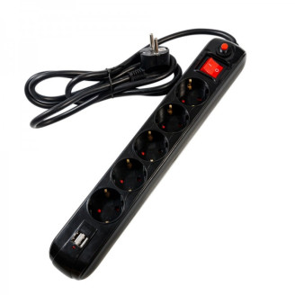 Prelungitor Spacer PP-5-18B-USB, USB 2.1 Quick Charge x 2, Schuko x 5, cablu 1.8m, 16A, protectie copii, protectie supratensiune, negru Prelungitor Spacer PP-5-18B-USB, USB 2.1 Quick Charge x 2, Schuko x 5, cablu 1.8m, 16A, protectie copii, protectie supratensiune, negru