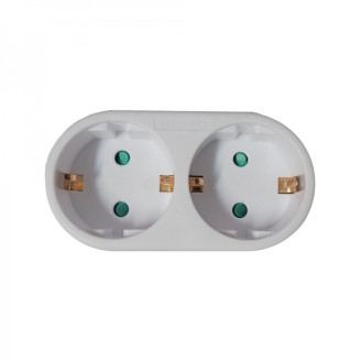 Dublu-stecher Spacer SPMS-2-WH, 2 prize Schuko, 1 stecher Schuko, 16A, max 3500W, protectie copii, alb Dublu-stecher Spacer SPMS-2-WH, 2 prize Schuko, 1 stecher Schuko, 16A, max 3500W, protectie copii, alb