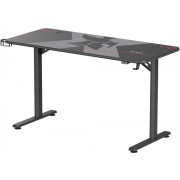 Birou Gaming Serioux Aeter iluminare LED RGB, 120x60x75cm, blat 136x60x1.8cm, MDF și oțel, negru, mouse pad, suport cana, suport casti Birou Gaming Serioux Aeter iluminare LED RGB, 120x60x75cm, blat 136x60x1.8cm, MDF și oțel, negru, mouse pad, suport cana, suport casti