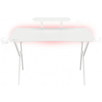 Birou Gaming Genesis Holm 320 RGB, 120x60x75cm, otel, 3 x USB 3.0, încărcare wireless, suport monitor, suport casti, suport cana, telecomanda, alb Birou Gaming Genesis Holm 320 RGB, 120x60x75cm, otel, 3 x USB 3.0, încărcare wireless, suport monitor, suport casti, suport cana, telecomanda, alb